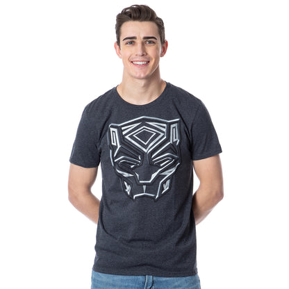 Black Panther Men's Silver Metallic Ink Tribal Logo Adult Superhero T-Shirt