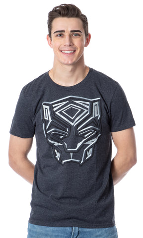 Black Panther Men's Silver Metallic Ink Tribal Logo Adult Superhero T-Shirt
