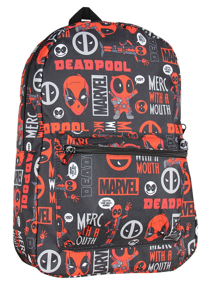 Marvel Deadpool Merc With A Mouth Verbiage All Over Print Laptop Backpack 17"
