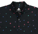 Sony PlayStation Mens' Controller Icon Allover Print Woven Button Up Shirt