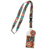 Captain America Lanyard Comic and Logo Print with Rubber Charm and ID Holder