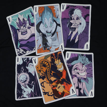Disney Villains Character Playing Cards Design Short Sleeve T-Shirt (XL)