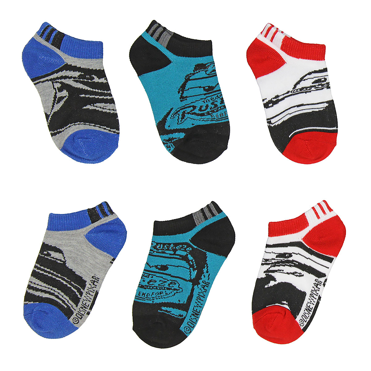Disney Cars 3 Toddler Little Boys' Kids Character Ankle No Show Socks 6 Pairs (4-6)