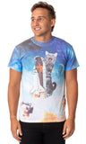 Space Kitty Mens' Catstronaut Space Shuttle Blast Off Sublimated  T-Shirt Adult
