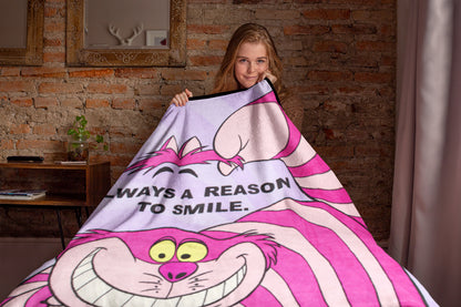 Disney Alice In Wonderland Cheshire Cat Just Smile Micro Raschel Blanket 46"x60"