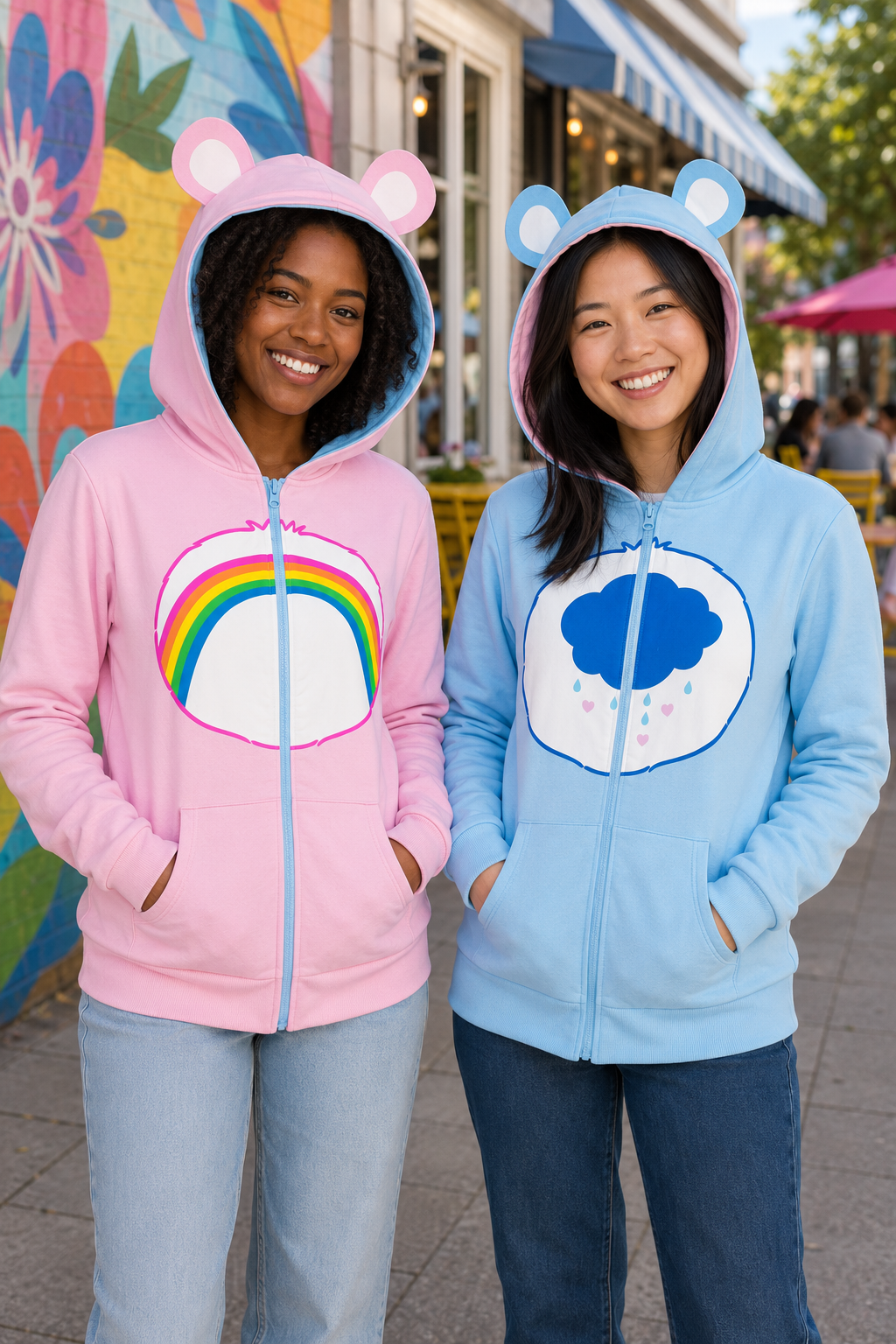 Care Bears Hoodie Grumpy and Cheer Reversible Juniors Costume Sweatshirt