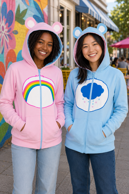 Care Bears Hoodie Grumpy and Cheer Reversible Juniors Costume Sweatshirt