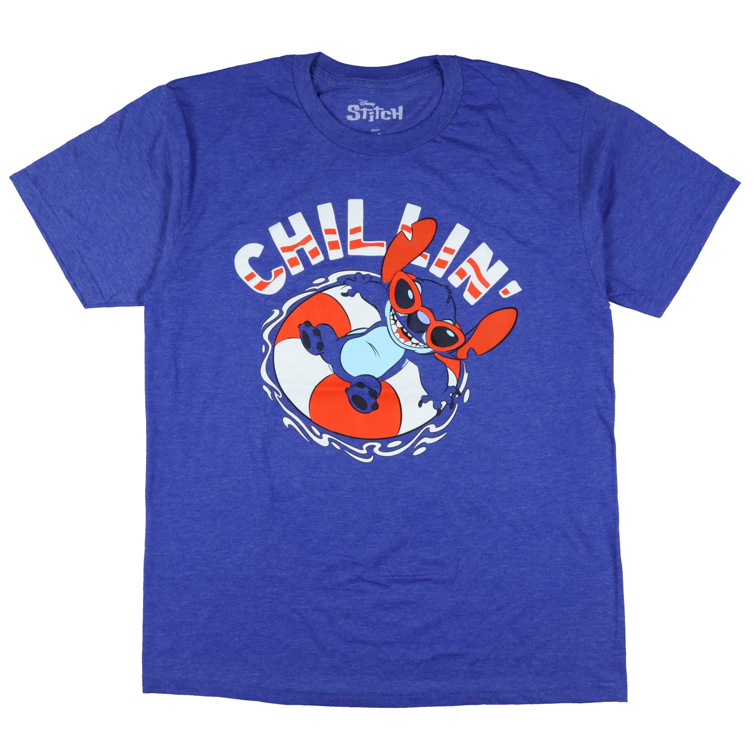 Disney Stitch T-Shirt Men's Chillin Swim Floatie Design Short Sleeve Tee