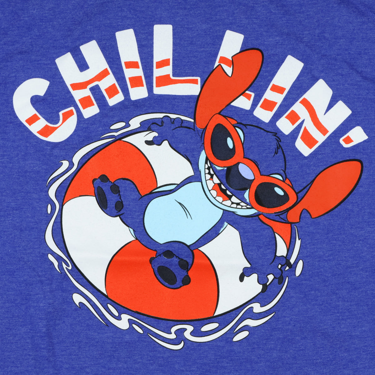 Disney Stitch T-Shirt Men's Chillin Swim Floatie Design Short Sleeve Tee
