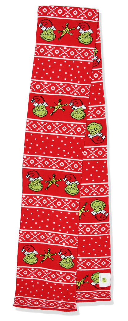 Dr. Seuss GRINCH Who Stole Christmas Knit Scarf & Pom Beanie Set