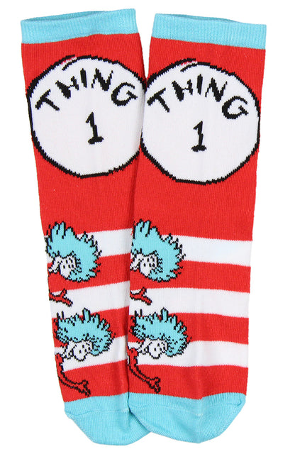 Dr. Seuss Socks Kids Cat In The Hat THING ONE THING TWO Pack Crew Socks Boys Girls