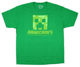 Minecraft Men's Creeper Block Face Graphic Adult Short Sleeve T-Shirt