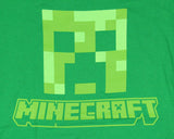 Minecraft Men's Creeper Block Face Graphic Adult Short Sleeve T-Shirt