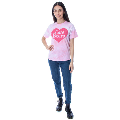 Care Bears Women's Classic Heart Symbol TIe-Dye Skimmer Crop Top T-Shirt