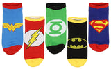 DC Comics Justice League Logos Adult 5 Pack Superhero Ankle No-Show Socks