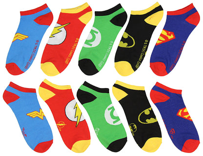 DC Comics Justice League Logos Adult 5 Pack Superhero Ankle No-Show Socks