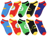 DC Comics Justice League Logos Adult 5 Pack Superhero Ankle No-Show Socks