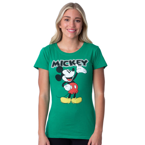 Disney Womens' Classic Comfy Mickey Mouse Character Crewneck Shirt Top