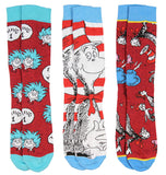 Dr. Seuss Socks Adult Cat In The Hat THING ONE THING TWO 3 Pack Mid-Calf Crew Socks