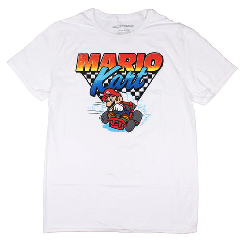 Nintendo Super Mario Men's Mario Kart Team Driver Checkered Flag T-Shirt