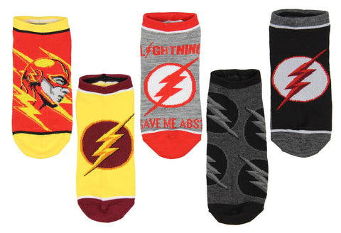 DC Comics The Flash Lighting Logo 5 Pair No-Show Ankle Socks