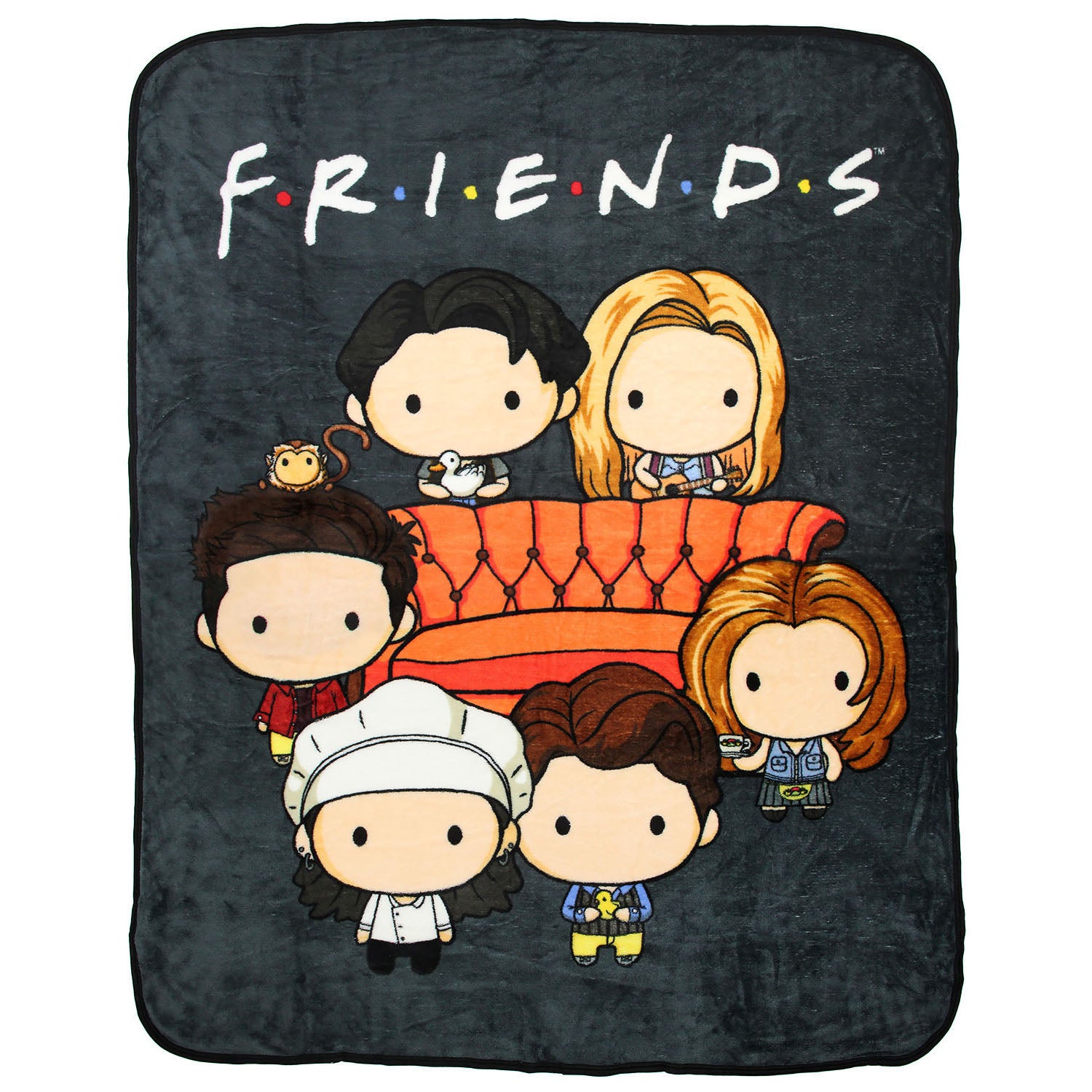 Friends TV Show Chibi Characters Micro Raschel Throw Blanket 46"x60"