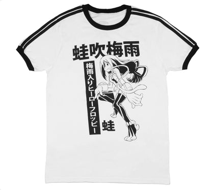 My Hero Academia Mens' Froppy Soccer Ringer Striped Sleeve Ringer T-Shirt