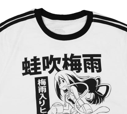 My Hero Academia Mens' Froppy Soccer Ringer Striped Sleeve Ringer T-Shirt
