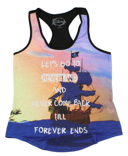 Disney Women's Peter Pan Go To Neverland Adult Junior's Racerback Tank Top
