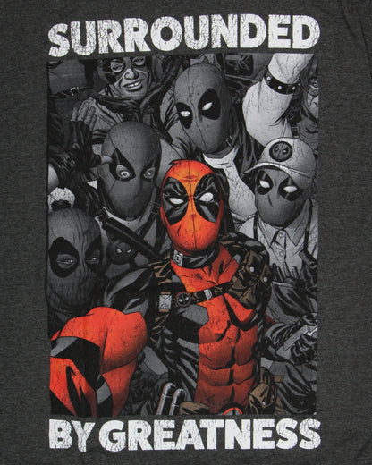 Marvel Men's Deadpool Surrounded By Greatness Crackle Design T-Shirt