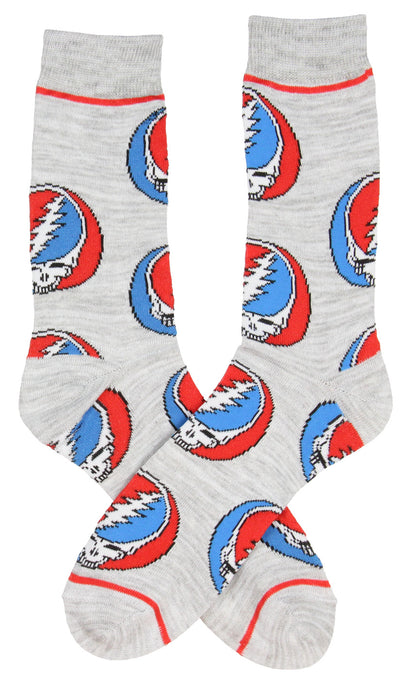 Grateful Dead Steal Your Face and Rainbow Bear Adult Crew Socks 2 Pair