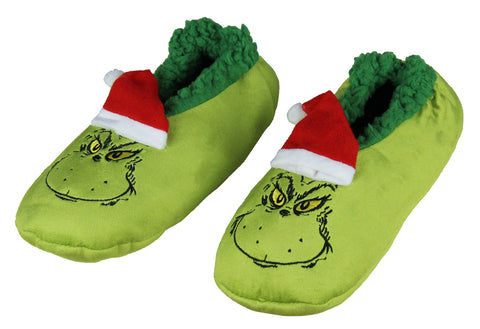 Dr. Seuss GRINCH Who Stole Christmas Grinch Slipper Socks No-Slip Sole