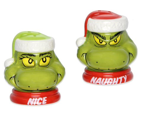Dr. Seuss GRINCH Naughty or Nice Salt And Pepper Shaker Set