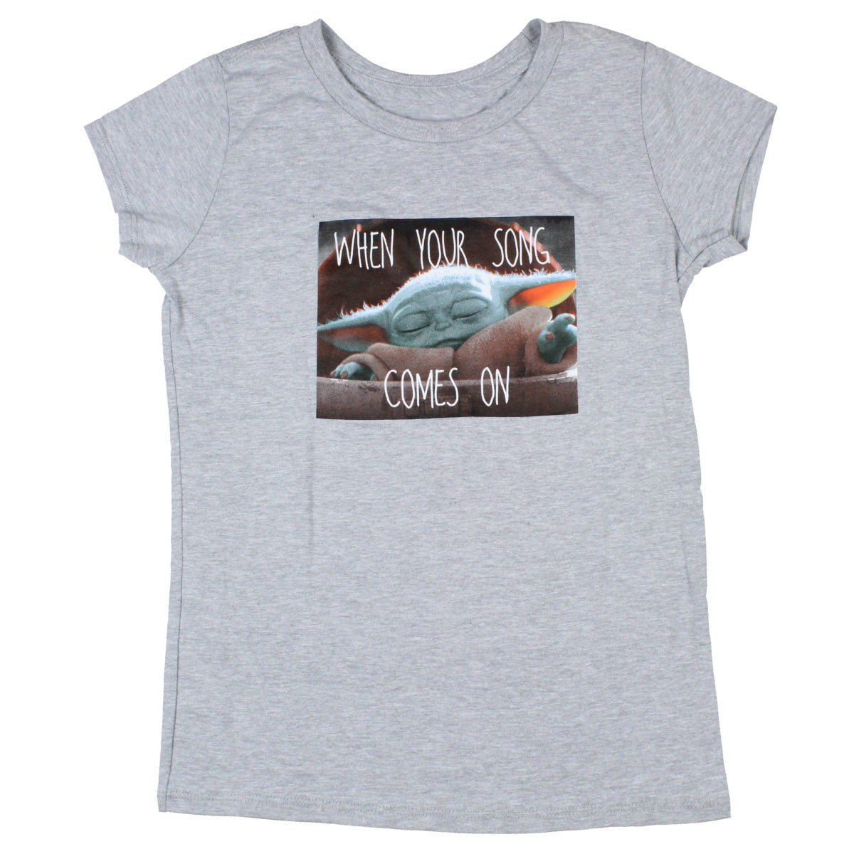 Star Wars Girls' Shirt The Mandalorian Baby Yoda Your Song Comes On T-Shirt