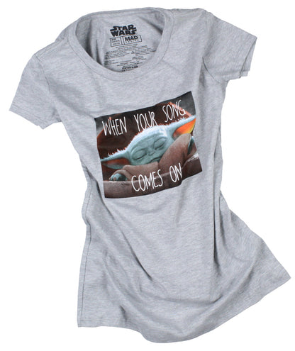 Star Wars Girls' Shirt The Mandalorian Baby Yoda Your Song Comes On T-Shirt