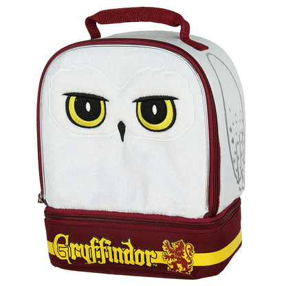 Harry Potter Hedwig Owl Gryffindor Dual Compartment Insulated Lunch Bag 10"