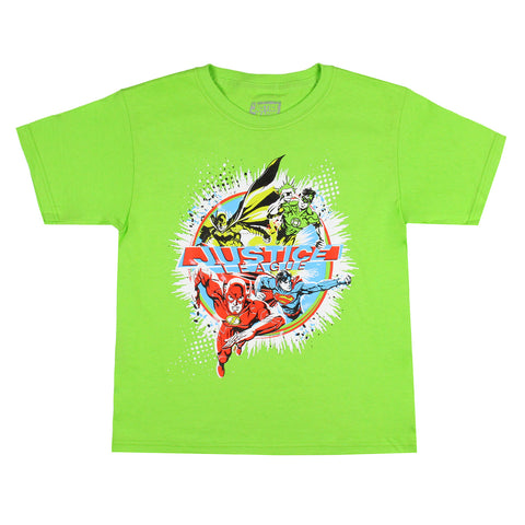 DC Comics Boys' Justice League All-Star Ensemble Heroes In Action T-Shirt