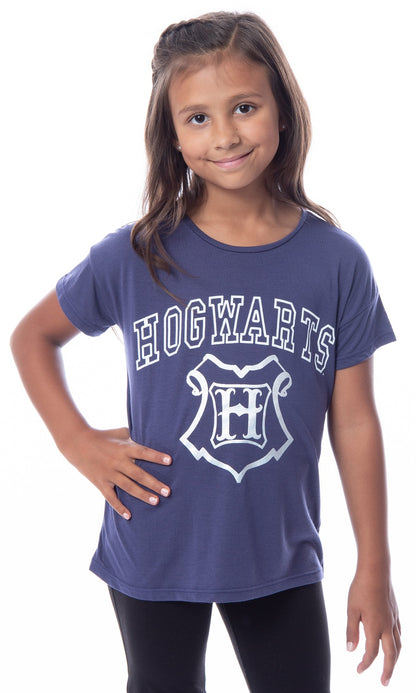Harry Potter Youth Girls' Hogwarts Silver Foil Print Short Sleeve T-Shirt