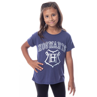 Harry Potter Youth Girls' Hogwarts Silver Foil Print Short Sleeve T-Shirt