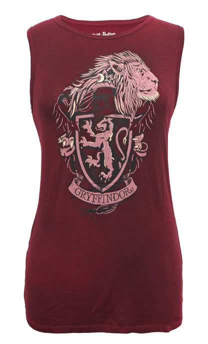 Harry Potter Womens Hogwarts House Juniors Muscle Tank Top (Gryffindor, X-Small) Adult