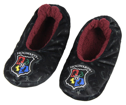 Harry Potter Slippers Hogwarts Crest Embroidered Slipper Socks No-Slip Sole