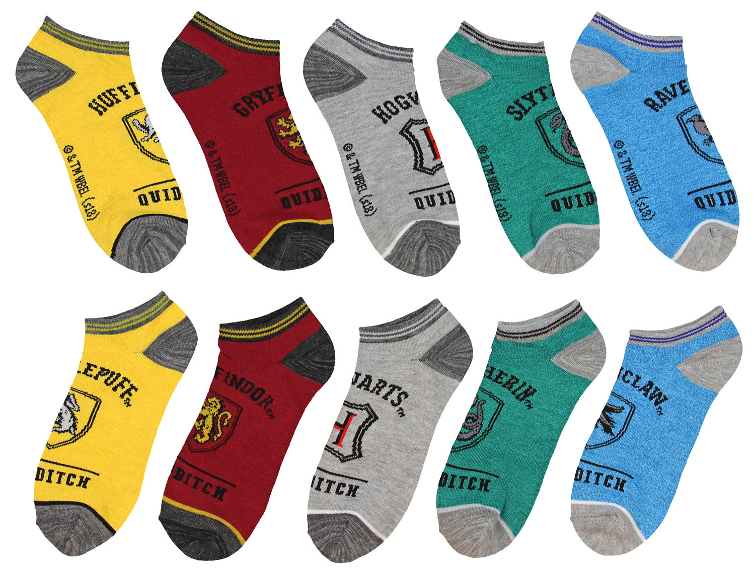 Harry Potter Socks Adult Hogwarts Quidditch No Show Ankle Socks 5 Pack