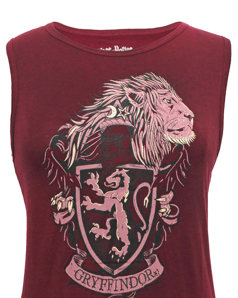 Harry Potter Womens Hogwarts House Juniors Muscle Tank Top (Gryffindor, X-Small) Adult