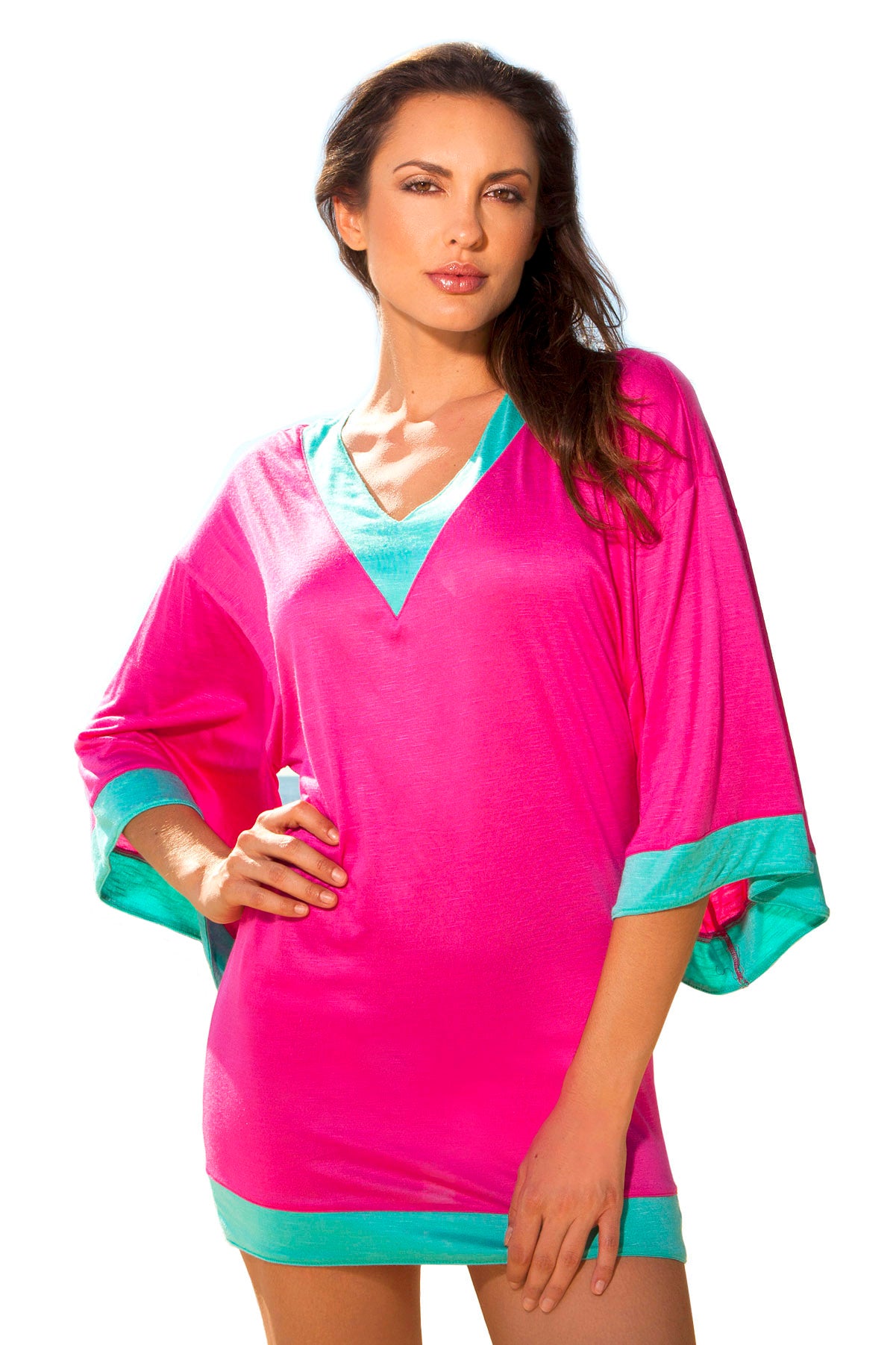 Ingear Beach Pool Cover-up Color Block Tunic
