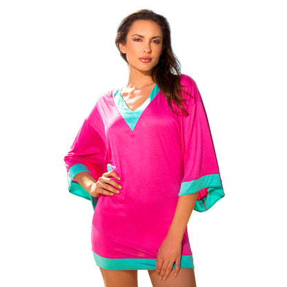 Ingear Beach Pool Cover-up Color Block Tunic