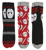 Friday The 13th Jason Voorhees Mask Adult 3 Pack Crew Socks for Men