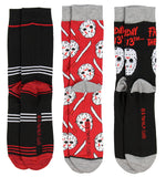 Friday The 13th Jason Voorhees Mask Adult 3 Pack Crew Socks for Men