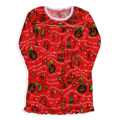 Dr. Seuss GRINCH Christmas Tossed Print Collar Sleep Pajama Set