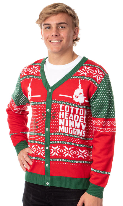 ELF The Movie Men's Cotton Headed Ninny Muggins Ugly Sweater for Christmas