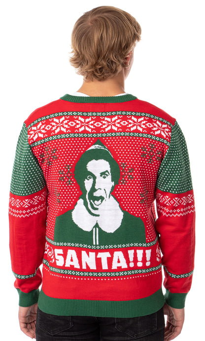 ELF The Movie Men's Cotton Headed Ninny Muggins Ugly Sweater for Christmas